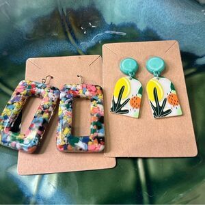 Two Pair Colorful Novelty Earrings